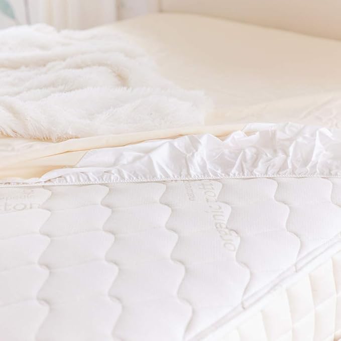 Naturepedic Organic Waterproof Mattress Protector Pad, Fitted Stretch Knit Mattress Cover for 9"-16" Depth, Twin XL