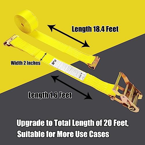 KJE 8 Pack E-Track Ratchet Straps, Heavy Duty 2" x20' Cargo Tie-Downs, 4500LBS Breaking Strength, Standard E Track Fitting...