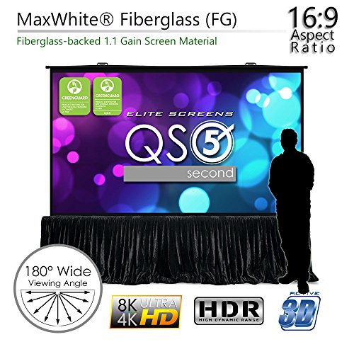 Elite Screens QuickStand 5-Second Series, 150-INCH 16:9, Manual Pull Up Projector Screen, Movie Home Theater 8K / 4K Ultra...