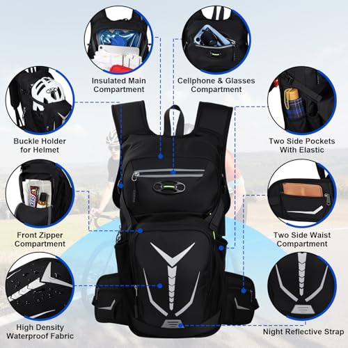 Insulated Hydration Backpack with 3L Water Bladder - 18L Leak-Proof Hiking Daypack, Lightweight Water Backpack for Men & W...