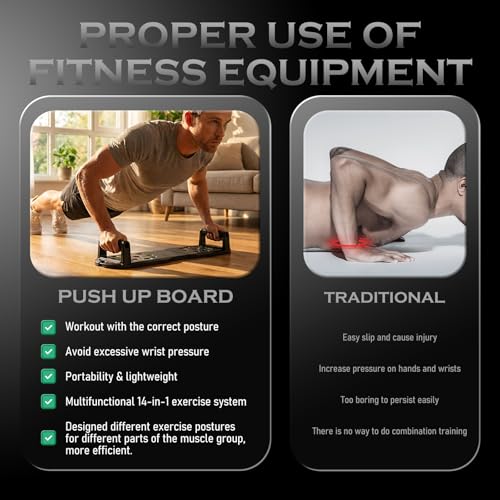 JLoibao Push Up Board Fitness, Workout Home Gym Equipment, 20 in 1 Exercise Pushup Bar Handles for Floor, Strength Trainin...