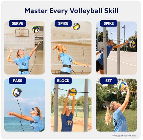 MOTOMY™ Volleyball Training Equipment Aid ‘VolleyPal’ – Solo Rebounder Trainer for Serve, Spike, Set & Pass; Indoor and Ou...