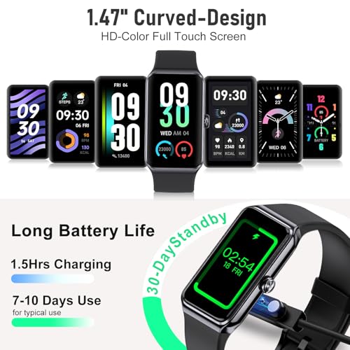 Fitness Tracker with 24/7 Heart Rate,Blood Pressure Sleep Tracking,104 Sports Modes Calories Smart Watch,IP68 Waterproof S...