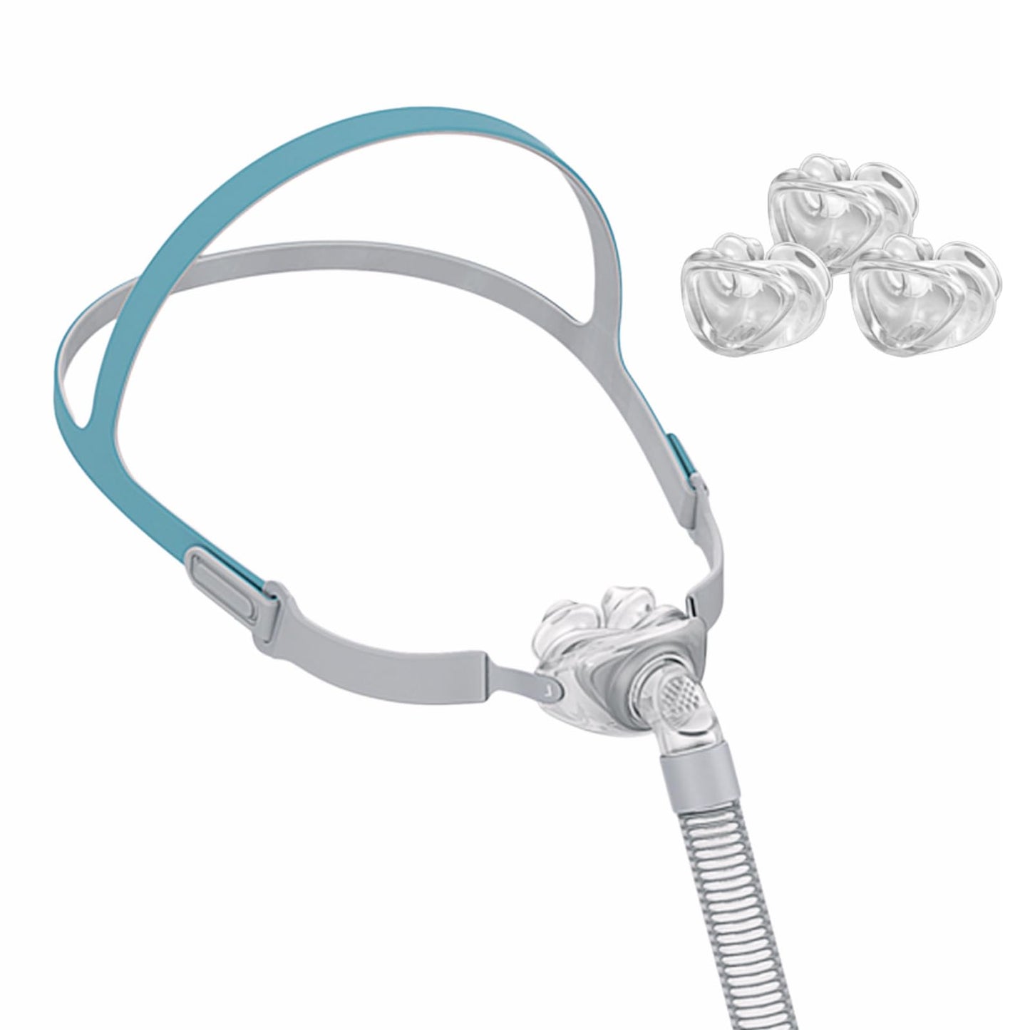 Upgrade Nasal Pillow Under The Nose Silicone Mask Assembly, Replacement Accessory with Headgear, Frame, Tube and 3 x Nasal Pillow