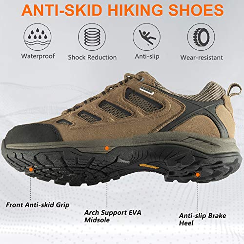 wantdo Men's Waterproof Low Cut Hiking Shoes Wide Breathable Slip Resistant Trial Hiking Shoes Mountain Biking Outdoor Wor...