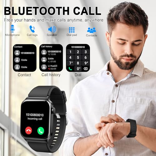 Smart Watch for Men Women, Fitness Tracker Heart Rate Monitor, 1.85" Touch HD Smartwatch for Android iOS IP68 Swimming Wat...