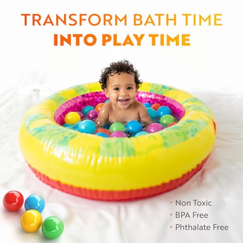Playz Soft Plastic Mini Ball Pit Balls 50 Count - w/ 8 Vibrant Colors - Crush Proof, No Sharp Edges, Non Toxic, Phthalate...