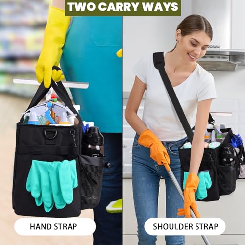 Timoxi Large Wearable Cleaning Caddy Bag with Detachable Divider, Cleaning Organizer with Handles, Cleaning Supply Tote wi...
