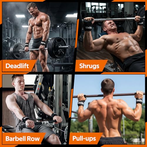 Weight Lifting Wrist Strap，Double Layer Leather Wrist Wraps with Neoprene Padding for Weightlifting & Deadlifts – Adjustab...
