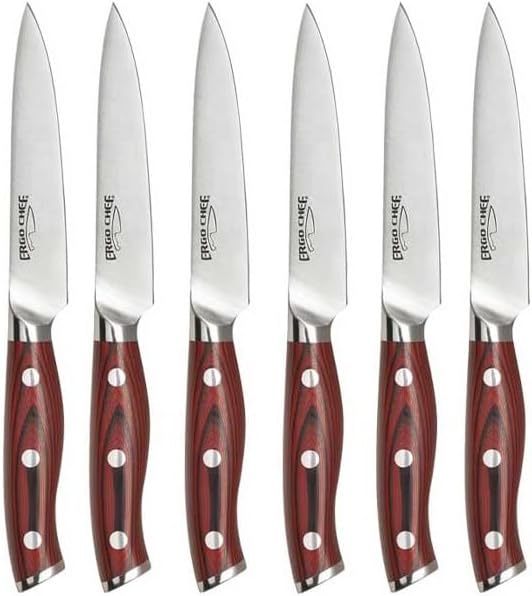 Ergo Chef Crimson Series Bamboo Block Knife Set Forged High Carbon X50CrMoV15 German Stainless-Steel, Full Tang, Durable G10 Handles (15pc. Block Set)