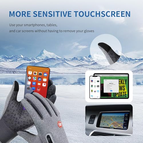 ActFun Winter Gloves, Anti Slip Touchscreen Gloves Windproof Cycling Gloves, Thermal Gloves Cold Weather Cycling Gloves fo...