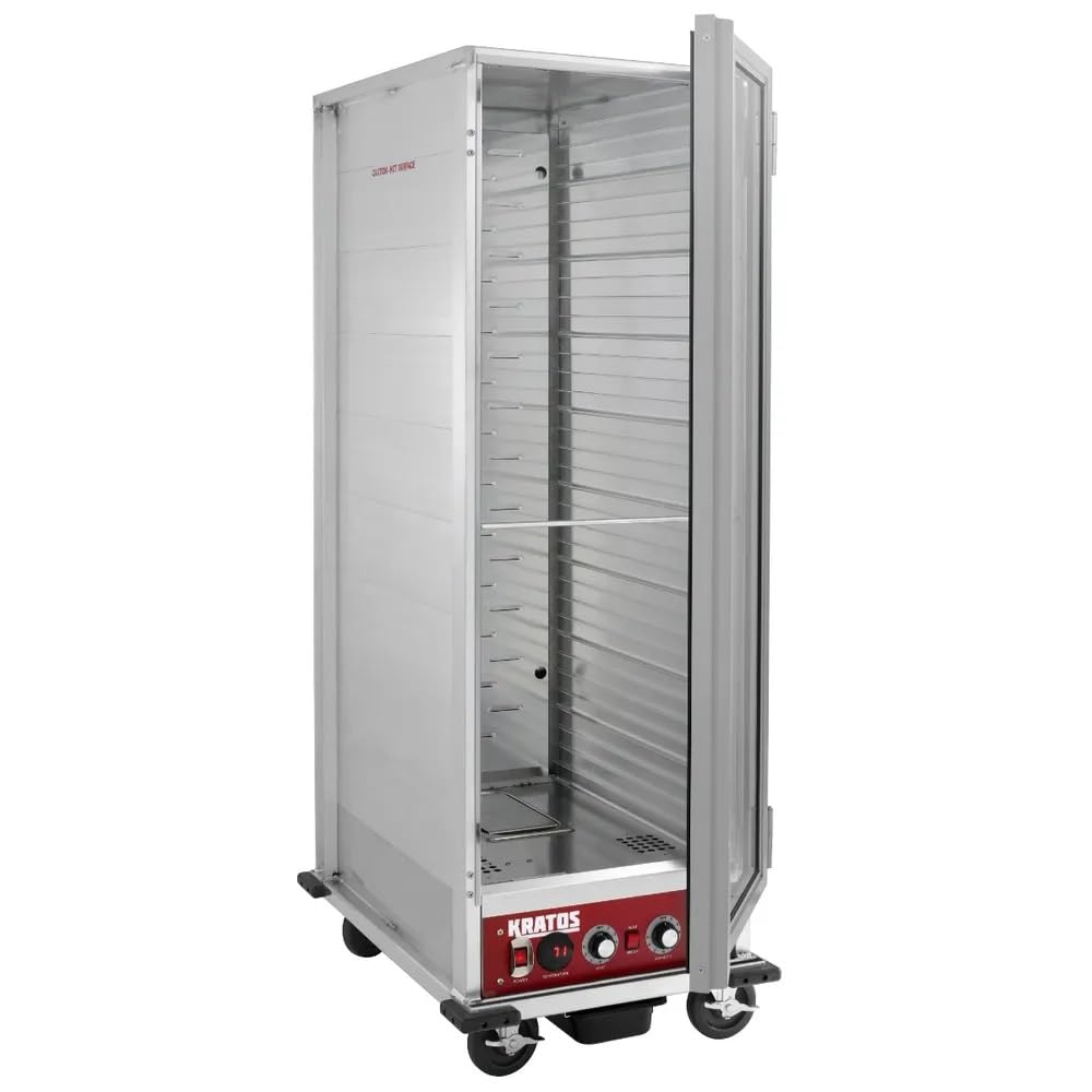 Kratos Full Size Commercial Non-Insulated Holding and Proofing Cabinet | Holds 36 Full Size Sheet Pans | Mobile | Clear Door | 120V, 1440W (28W-152)
