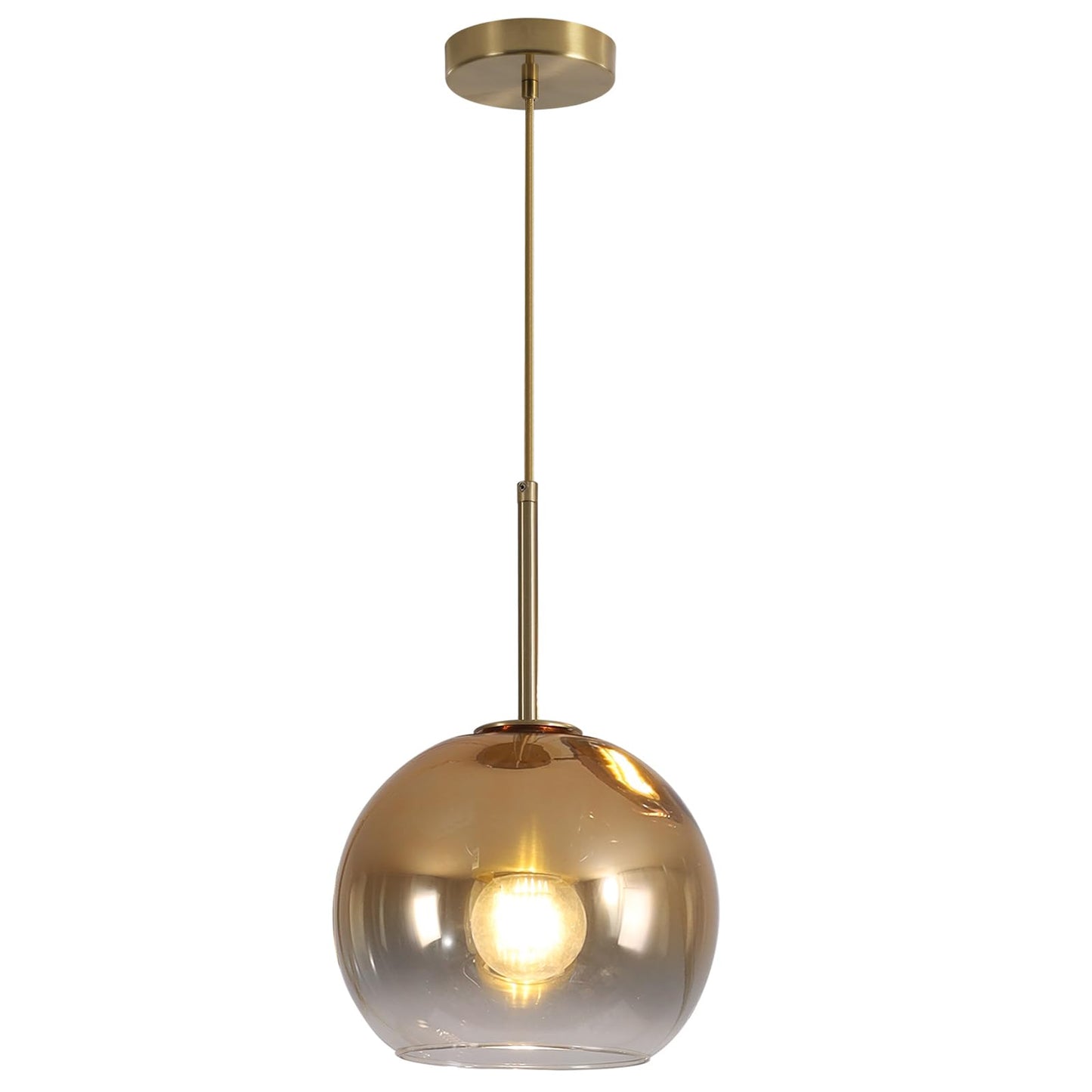 KCO 1-Light Modern Glass Pendant Light, Gold 25cm, Metal, Model L1072, Ideal for Kitchen Island & Dining Room Ceiling Lighting