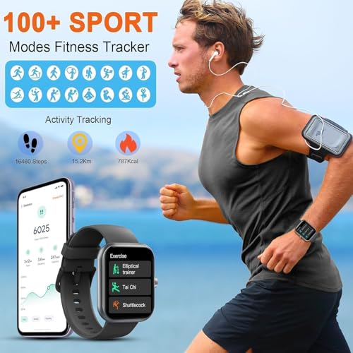 Smart Watch for Men Women(Answer/Make Calls), 2026 New 1.85" HD Smartwatch, Fitness Tracker with 110+ Sport Modes, IP68 Wa...