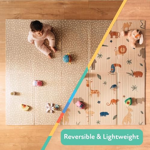 Nuby Reversible Baby Floor Mat, 77" x 58" - Foldable and Lightweight Baby Play Mat for Floor - Easy Storage and Travel - S...