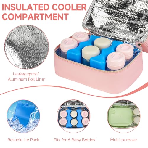 Jaffzora Wearable Breast Pump Bag with Cooler Compartment Fits for Willow/Elvie/Momcozy M5/S12 Pro/Medela, Breast Milk Tra...