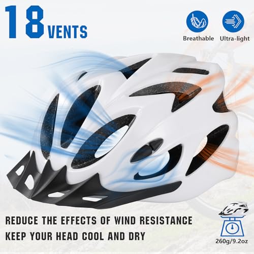 Zacro Lightweight Adult Bike Helmet - Comfortable with Pads & Visor, Certified for Men, Women, Youth - Ideal for Mountain...