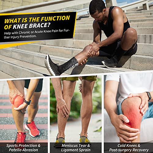 CAMBIVO Knee Brace for Men & Women, 2 Pack Knee Compression Sleeve for Knee Pain Relief, Knee Brace with Side Stabilizers...
