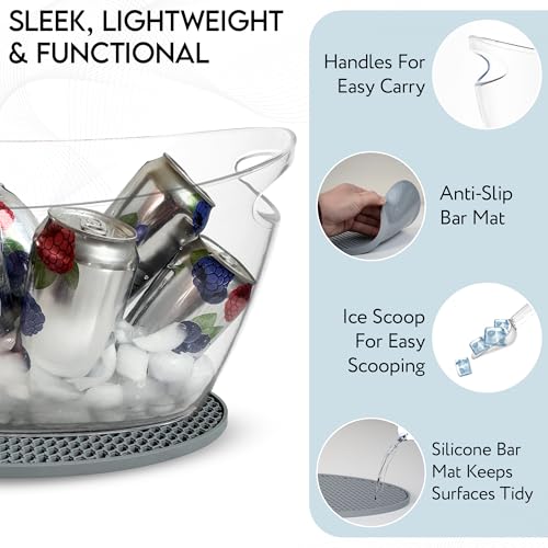 2 PCS Ice Bucket for Parties, Includes Bar Mat and Scoops(2-Pack), Acrylic Ice Buckets for Cocktail Bar, Clear Ice Buckets...