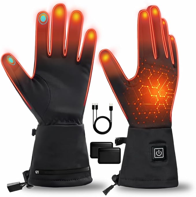 Rechargeable Hand Warmers, Portable Graphene Heated Gloves Handwarmers Bag with 10000MAH Power Bank&3 Heat Modes, Fast Ele...