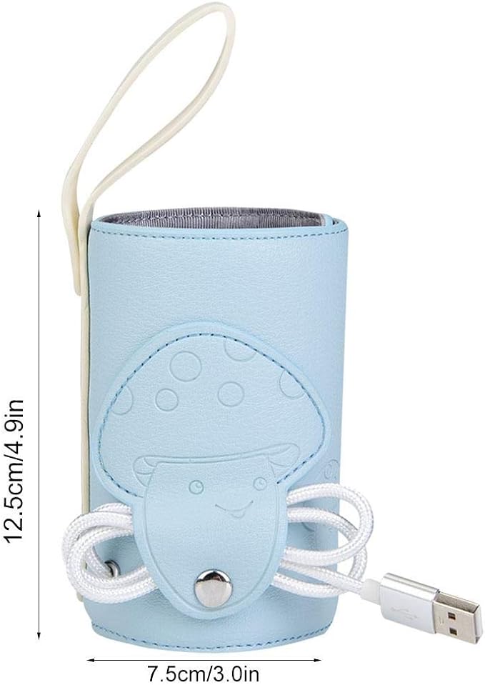 Qinlorgo Portable Bottle Warmer, 10W USB Microfiber PU, Blue
