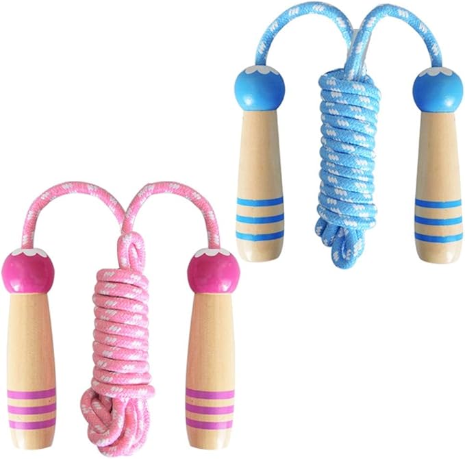 Jump Rope for Kids, Lorvain Adjustable Skipping Rope, Kids Jump Ropes with Wooden Handle for Girls Boys, Weighted Jumping ...