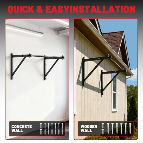 PAPABABE Wall Mounted Pull Up Bar, Chin Up Bar, Strength Training Pull-Up Bars Chin Up Bars for Home Gym