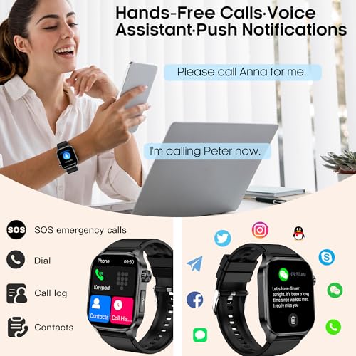 Smart Watch for Men Women with Bluetooth Calls, Blood Pressure Heart Rate Blood Oxygen Stress HRV Monitor Sleep Tracker, 1...