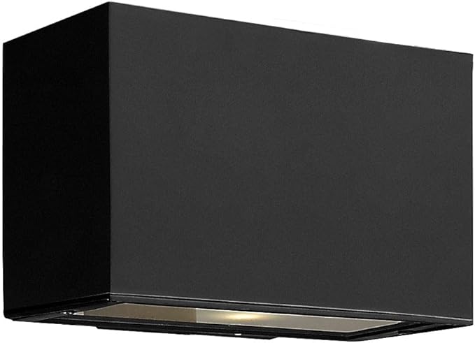 Hinkley Atlantis Extra Small Up/Down Wall Mount Outdoor Lantern - Aluminum, Etched Glass Lens, Integrated LED - Satin Black Finish