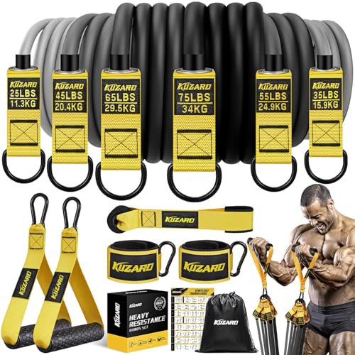 KUZARO Heavy Resistance Bands for Working Out, 300lbs/360lbs Heavy Exercise Bands with Handles, Resistance Bands for Men, ...