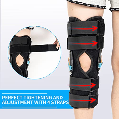 Hinged ROM Knee Braces Adjustable Knee Immobilizer Support for Knee Pain ACL MCL PCL Arthritis Meniscus Tear Post OP Recov...