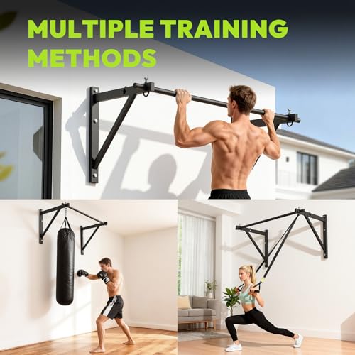 HANDBODE Pull Up Bar for Doorway and Wall Mount - Chin Up Bars for Home Gym, 39 in / 52 in Upper Body Workout Equipment wi...
