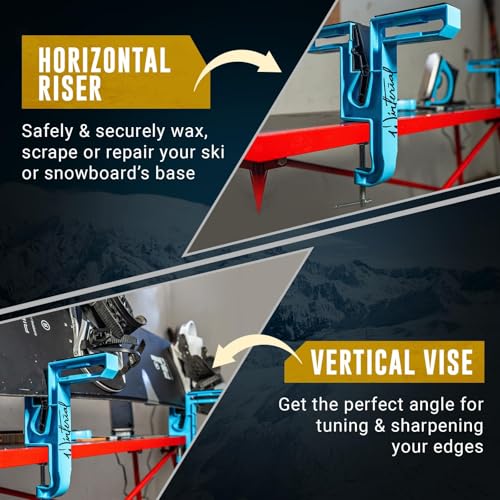 Winterial Snowboard and Ski Vise, Set of Two Non-Slip Vice Grips with Horizontal Vertical Working Positions for Tuning, Re...