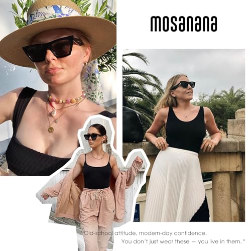 mosanana Square Cat Eye Sunglasses for Women Trendy Retro Cool MS51801