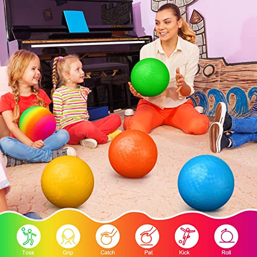 Vinsot 12 Pack 8.5 Inch Playground Balls Kickball Bulk, Bouncy Balls for Kids Inflatable Bouncing Handball with Hand Pump ...