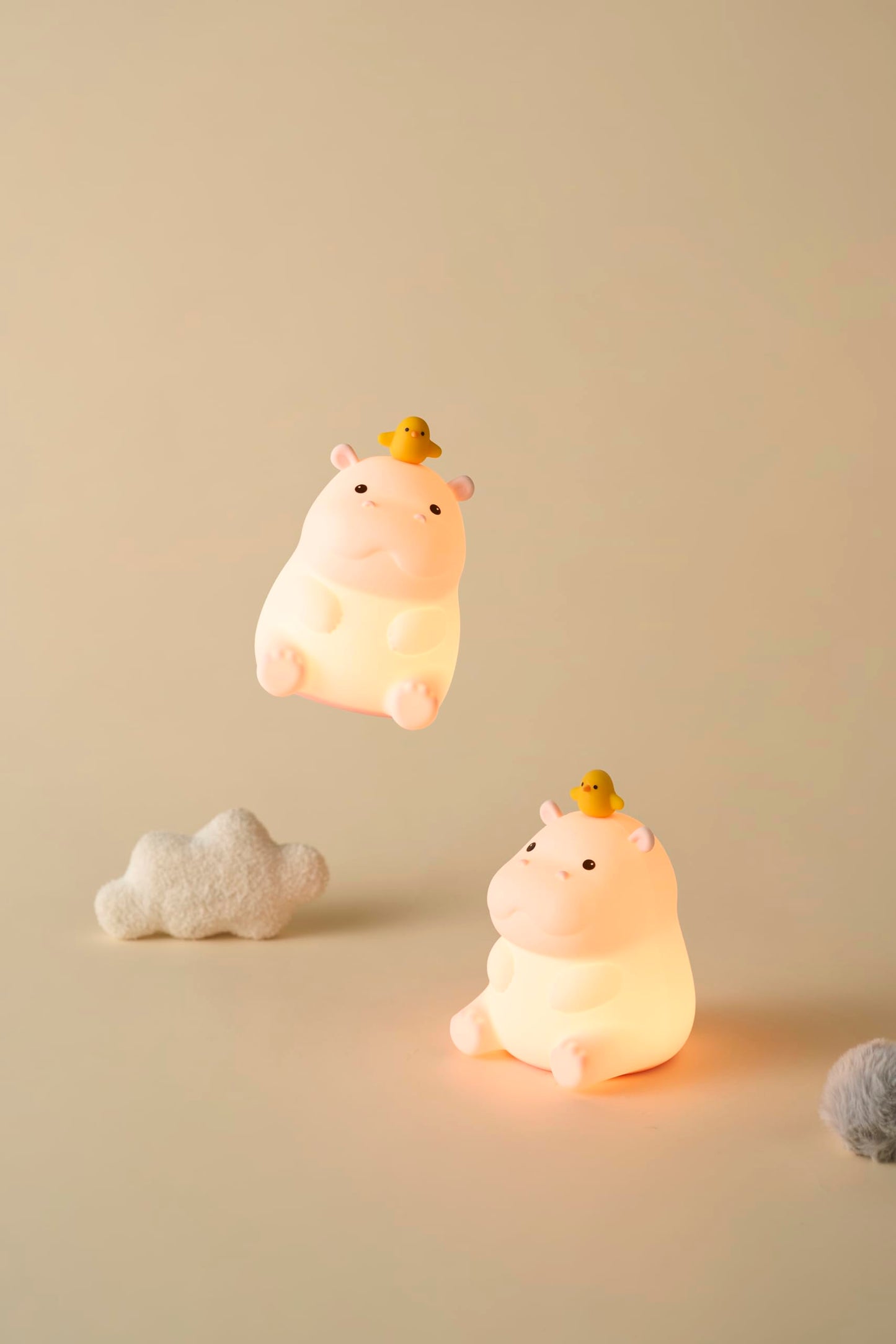 Cute Hippo Night Light  Animal Lamp  Food Grade Silicone  Rechargeable  2 Level Dimmable  Squishy Nursery Nightlight For Desk Decor  Funny Gifts Stuff For Boys Girls Baby  White Elephant Gifts