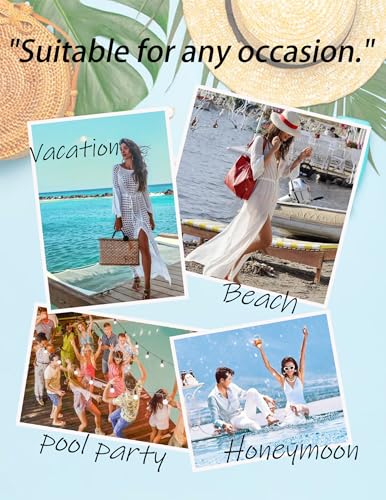 BreathSunny Womens Swimsuit Cover Up Dresses V Neck Cap Sleeve Plus Size Bikini Swimwear Bathing Suit 2024