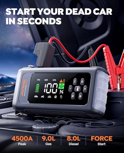 JOLTEKON Car Battery Jump Starter with Air Compressor 4500A 150PSI, Car Jumper Starter Portable (9L Gas/8L Diesel), Jump B...