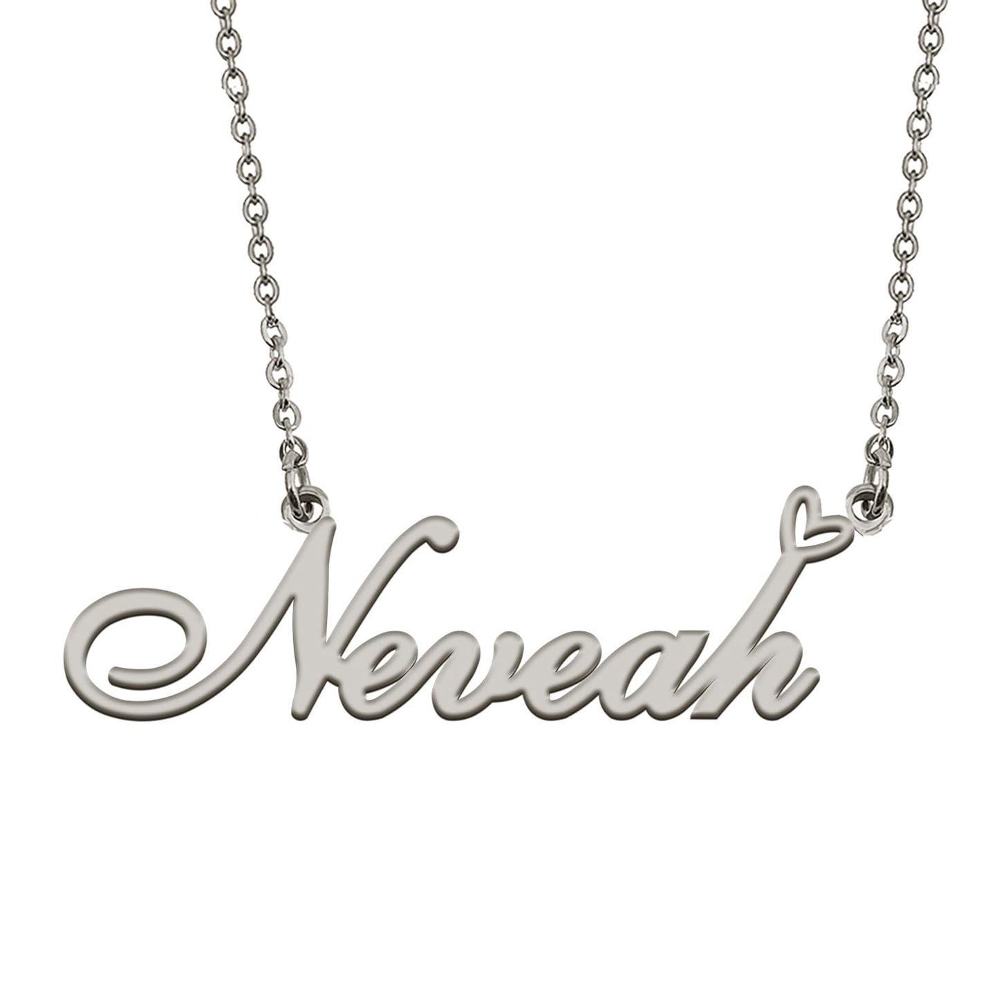 HUAN XUN Customized Neveah Name Necklace Silver Stainless Steeel for Women Personlized Jewelry Gifts for Mother