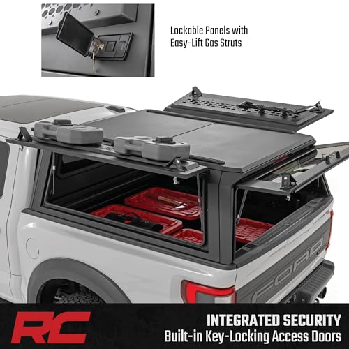 Rough Country Truck Bed Cap Topper for Ford F-150 (2021-2026) 5'7 Bed - Modular Design, Locking Gullwing Access Doors, Mol...