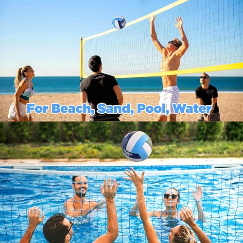 ELKCIP 6 Pack Volleyballs Official Size 5, Waterproof Soft Bulk Recreational Volley Balls with Pump and Net Bag for Indoor...