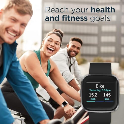Fitbit Versa 2 Health & Fitness Smartwatch with Heart Rate, Music, Alexa Built-in, Sleep & Swim Tracking, Black/Carbon, On...