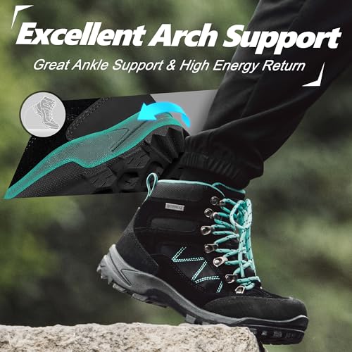 R CORD Hiking Boots Women Waterproof Womens Hiking Boots for Outdoor Trekking Camping Trail Outdoor Hiking Shoes for Women