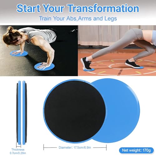 Zwxejcb 2-Pack Exercise Sliders & Fitness Discs – Dual-Sided Exercise Gliding Discs for Core Workouts & Pilates. Use on Ca...