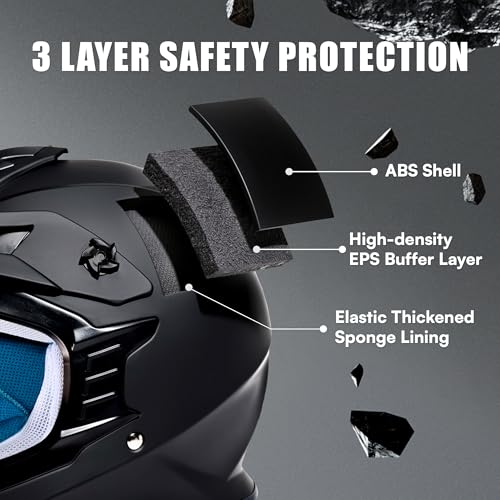 TRIANGLE Adult Dirt Bike Helmet Full Face Motorcycle Helmets with Adjustable Goggles & Gloves - DOT/FMVSS-218 Certified Mo...