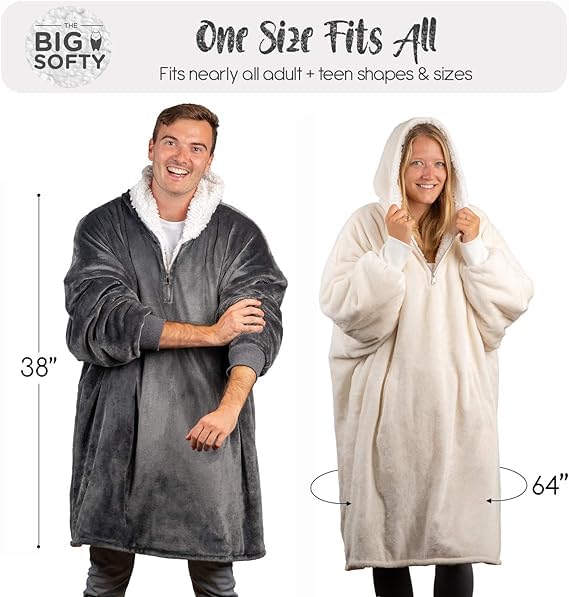 trekki Oversized Hoodie Blanket Sweatshirt, Wearable Blanket Hoodie Men Women with Zip, Comfy Fleece Hooded Blanket Adult