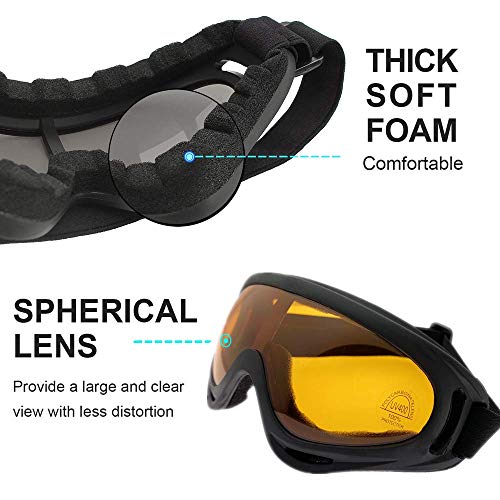 LJDJ Ski Goggles, Pack of 4 - Snowboard Motorcycle Goggles Tactical Combat Military Glasses