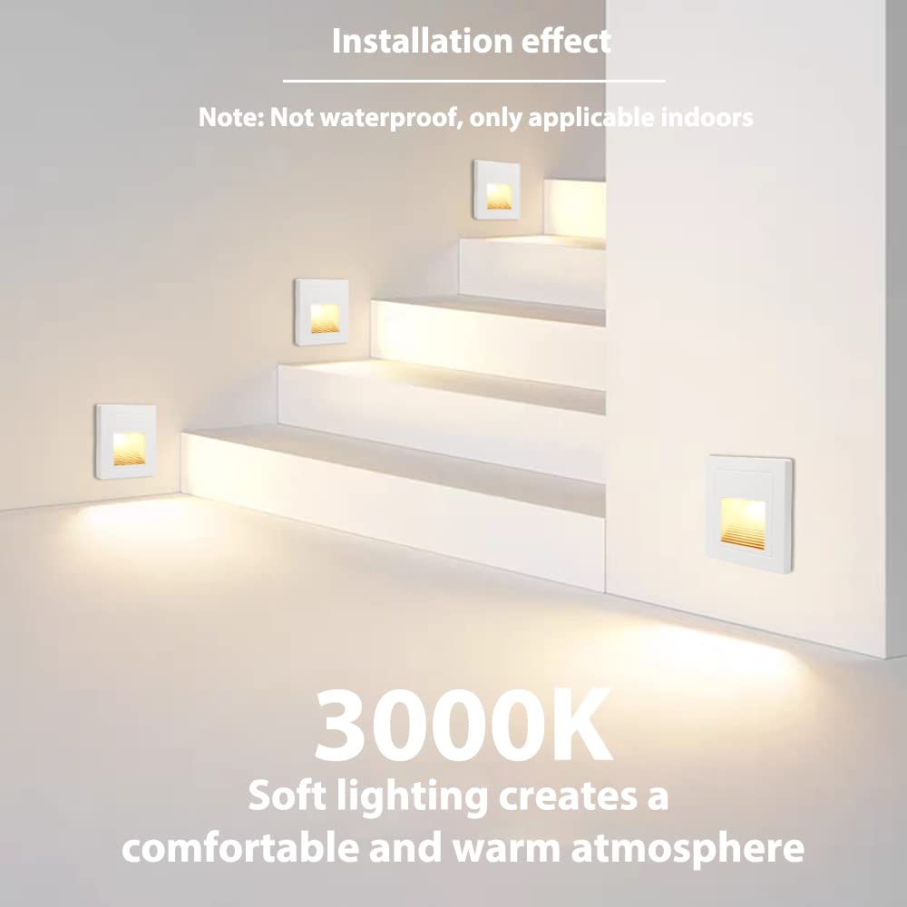 Arotelicht LED Indoor Step Light 4-Pack, Warm White 3000K, Recessed Wall Light, Aluminum, Model RWPW12-4, Not Waterproof