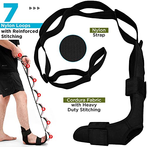 RDX Yoga Stretching Strap, Ankle Ligament Stretcher Belt with Loops Ligament Stretch Band, Fitness Leg Stretcher for Plant...