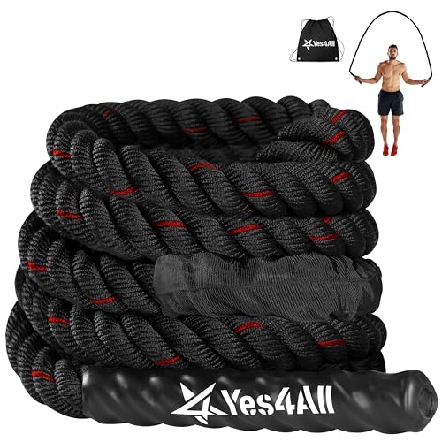 Yes4All Weighted Jump Rope, 2.8LB Heavy Skipping Rope with Anti-Slip Double Layer Handle & Protective Sleeve for Fitness, ...